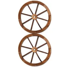Gardeon Rustic Fir Wooden Wagon Wheel, 60cm Diameter, Weatherproof Outdoor/Indoor Decor, Set of 2, 1-Year Warranty