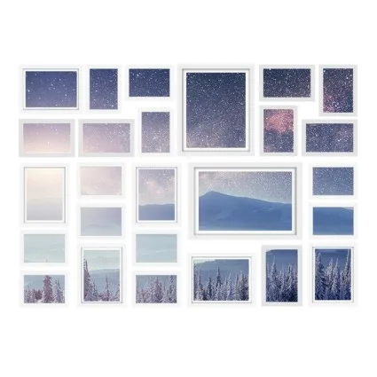 Artiss 26 Piece Photo Frame Set White Polymer 8x10 5x7 4x6 3.5x5 Inch Wall Art Holder with Hanging Accessories