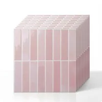 Artiss 3D Peel and Stick Wall Tiles Linear Grid Back splash 10 Sheets 2.3mm Premium Vinyl Pink