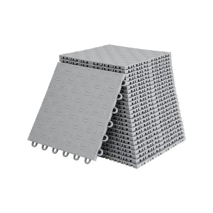Giantz Garage Floor Tiles 30 x 30cm Interlocking PP Flooring 25 Piece Self Draining Textured Grey