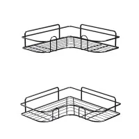 Cefito Bathroom Corner Shelf Rack, Carbon Steel, Black, 36x26x6cm, Rustproof, Easy Install, 2-Pack, 1-Year Warranty