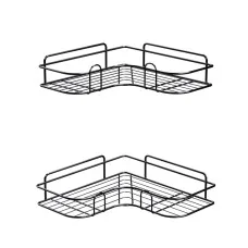 Cefito Bathroom Corner Shelf Rack, Carbon Steel, Black, 36x26x6cm, Rustproof, Easy Install, 2-Pack, 1-Year Warranty