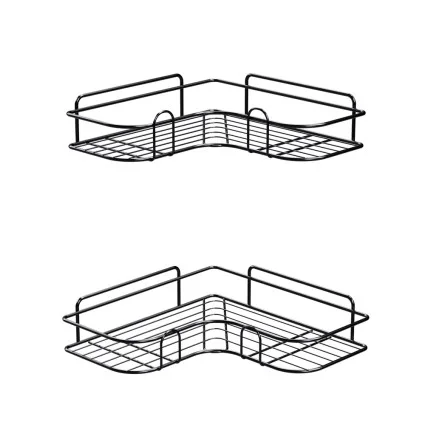 Cefito Bathroom Corner Shelf Rack, Carbon Steel, Black, 36x26x6cm, Rustproof, Easy Install, 2-Pack, 1-Year Warranty