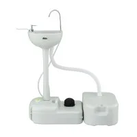 Weisshorn 43L Portable Camping Hand Wash Sink Stand - HDPE Basin, 19L Water Tank, Foot Pump, Soap Holder & Towel Rack