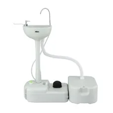 Weisshorn 43L Portable Camping Hand Wash Sink Stand - HDPE Basin, 19L Water Tank, Foot Pump, Soap Holder & Towel Rack