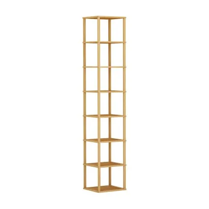 Artiss Shoe Rack, Bamboo MDF 8-Tier, Pine, 25x23x134cm, Stackable Storage for 8 Pairs, Durable & Easy Assembly