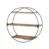 Artiss Floating Wall Shelf, Solid Paulownia Wood, 3-Tier, Rust Oak & Black, 50cm, Space-Saving Home Storage