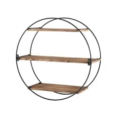 Artiss Floating Wall Shelf, Solid Paulownia Wood, 3-Tier, Rust Oak & Black, 50cm, Space-Saving Home Storage