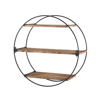 Artiss Floating Wall Shelf, Solid Paulownia Wood, 3-Tier, Rust Oak & Black, 50cm, Space-Saving Home Storage