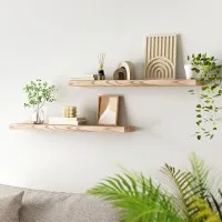 Artiss 2pc 90CM Floating Wall Shelf Set - Paulownia Wood, Space-Saving Design, Easy Assembly, 10KG Capacity Each
