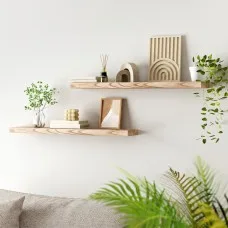 Artiss 2pc 90CM Floating Wall Shelf Set - Paulownia Wood, Space-Saving Design, Easy Assembly, 10KG Capacity Each