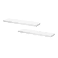Artiss 2pc 90cm White Floating Wall Shelf Set - Premium Paulownia Wood, Space-Saving, Multi-Purpose, Easy Assembly