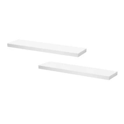 Artiss 2pc 90cm White Floating Wall Shelf Set - Premium Paulownia Wood, Space-Saving, Multi-Purpose, Easy Assembly