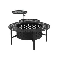 Grillz 3-in-1 Fire Pit BBQ Charcoal Smoker Portable Mesh Pit Outdoor Fireplace with Swivel Grills Tabletop