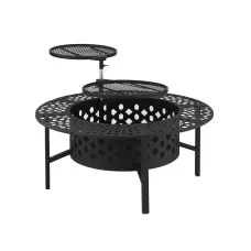 Grillz 3-in-1 Fire Pit BBQ Charcoal Smoker Portable Mesh Pit Outdoor Fireplace with Swivel Grills Tabletop