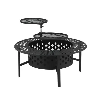 Grillz 3-in-1 Fire Pit BBQ Charcoal Smoker Portable Mesh Pit Outdoor Fireplace with Swivel Grills Tabletop