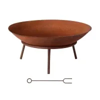 Grillz 56cm Fire Pit Iron Rustic Bowl, Portable Outdoor Fireplace, Large Deep Dish, Wood/Charcoal Compatible