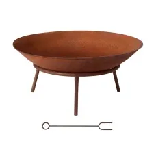 Grillz 56cm Fire Pit Iron Rustic Bowl, Portable Outdoor Fireplace, Large Deep Dish, Wood/Charcoal Compatible