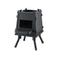 Grillz Portable Wood Burning Fire Pit BBQ Stove for Camping Outdoor Cooking and Picnics Black