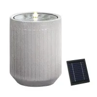 Gardeon Beige Solar Fountain with LED Lights – Durable Polyresin, 36x36x50.5cm, Energy-Efficient, Outdoor Water Feature