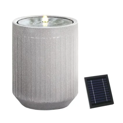 Gardeon Beige Solar Fountain with LED Lights – Durable Polyresin, 36x36x50.5cm, Energy-Efficient, Outdoor Water Feature
