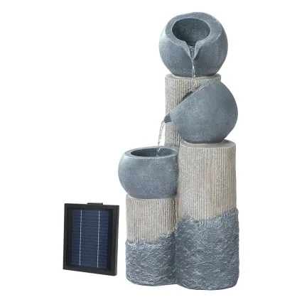 Gardeon Solar Water Feature Fountain 3-Tier Pots, LED Lights, Polyresin, 76CM, Indoor/Outdoor, Energy Efficient
