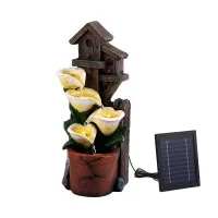 Gardeon Solar Water Fountain 55cm 4-Tier Cascading Bowls 2W 200L/H Battery Backup Multi-colour