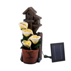 Gardeon Solar Water Fountain 55cm 4-Tier Cascading Bowls 2W 200L/H Battery Backup Multi-colour