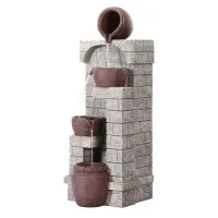 Gardeon Solar Fountain 4-Tier Cascading Pot: Polyresin, 72.4CM Tall, Solar-Powered with LED, Indoor/Outdoor Use
