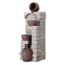 Gardeon Solar Fountain 4-Tier Cascading Pot: Polyresin, 72.4CM Tall, Solar-Powered with LED, Indoor/Outdoor Use