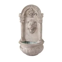 Gardeon 77CM Beige Solar Lion Head Water Fountain – Polyresin Wall Mount or Freestanding with LED Lights & Pump