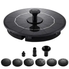 Gardeon Solar Fountain Pump Bird Bath Water Feature 17cm 165L/h 2.5W 7V Nine Spray Heads Black