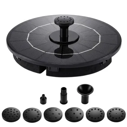 Gardeon Solar Fountain Pump Bird Bath Water Feature 17cm 165L/h 2.5W 7V Nine Spray Heads Black