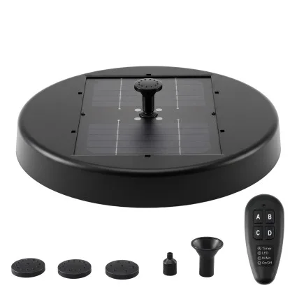 Gardeon Solar Fountain Pump 27cm 2.5W 250L/h Battery Backup LED Remote Black