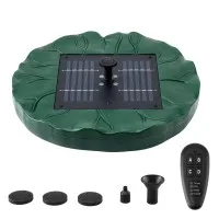 Gardeon 31cm Solar Fountain Pump Bird Bath Floating Lotus Water Feature with Remote and LED Lights Green