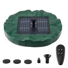 Gardeon 31cm Solar Fountain Pump Bird Bath Floating Lotus Water Feature with Remote and LED Lights Green