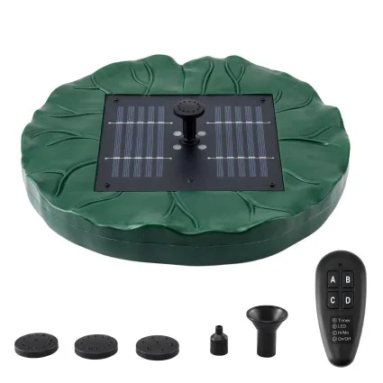 Gardeon 31cm Solar Fountain Pump Bird Bath Floating Lotus Water Feature with Remote and LED Lights Green