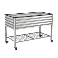 Green Fingers Mobile Raised Garden Bed 81cm with Wheels and Storage Shelf Silver