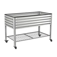 Green Fingers Mobile Raised Garden Bed 81cm with Wheels and Storage Shelf Silver