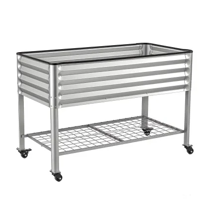 Green Fingers Mobile Raised Garden Bed 81cm with Wheels and Storage Shelf Silver