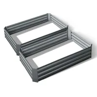 Green Fingers 2x Raised Garden Bed 120x90cm - Galvanised Steel, Anti-Rust, Safe Edges, Durable for Veggies & Herbs
