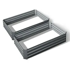 Green Fingers 2x Raised Garden Bed 120x90cm - Galvanised Steel, Anti-Rust, Safe Edges, Durable for Veggies & Herbs