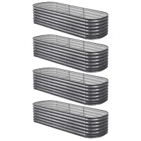 Green Fingers 4 Pack Raised Garden Beds 240cm Galvanised Steel with Safety Edging Aluminium Grey