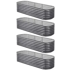 Green Fingers 4 Pack Raised Garden Beds 240cm Galvanised Steel with Safety Edging Aluminium Grey