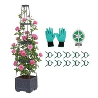 Green Fingers Self Watering Planter with Trellis Adjustable 4 Layer 140cm Modular Tomato Tower Grey 1 Pack