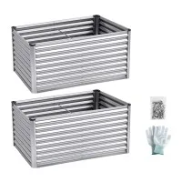 Green Fingers 2-in-1 Modular Galvanised Raised Garden Bed 240x80x60cm Rust Resistant Large Planter Box