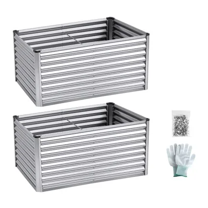 Green Fingers 2-in-1 Modular Galvanised Raised Garden Bed 240x80x60cm Rust Resistant Large Planter Box