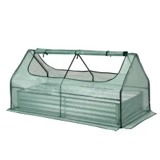 Green Fingers 3 in 1 Galvanised Raised Garden Bed with Greenhouse 180 x 80 x 30cm Green and Silver