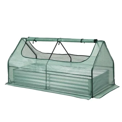Green Fingers 3 in 1 Galvanised Raised Garden Bed with Greenhouse 180 x 80 x 30cm Green and Silver