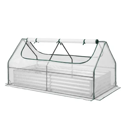 Green Fingers 3 in 1 Galvanised Raised Garden Bed with Greenhouse Kit 180 x 80 x 30cm White & Silver